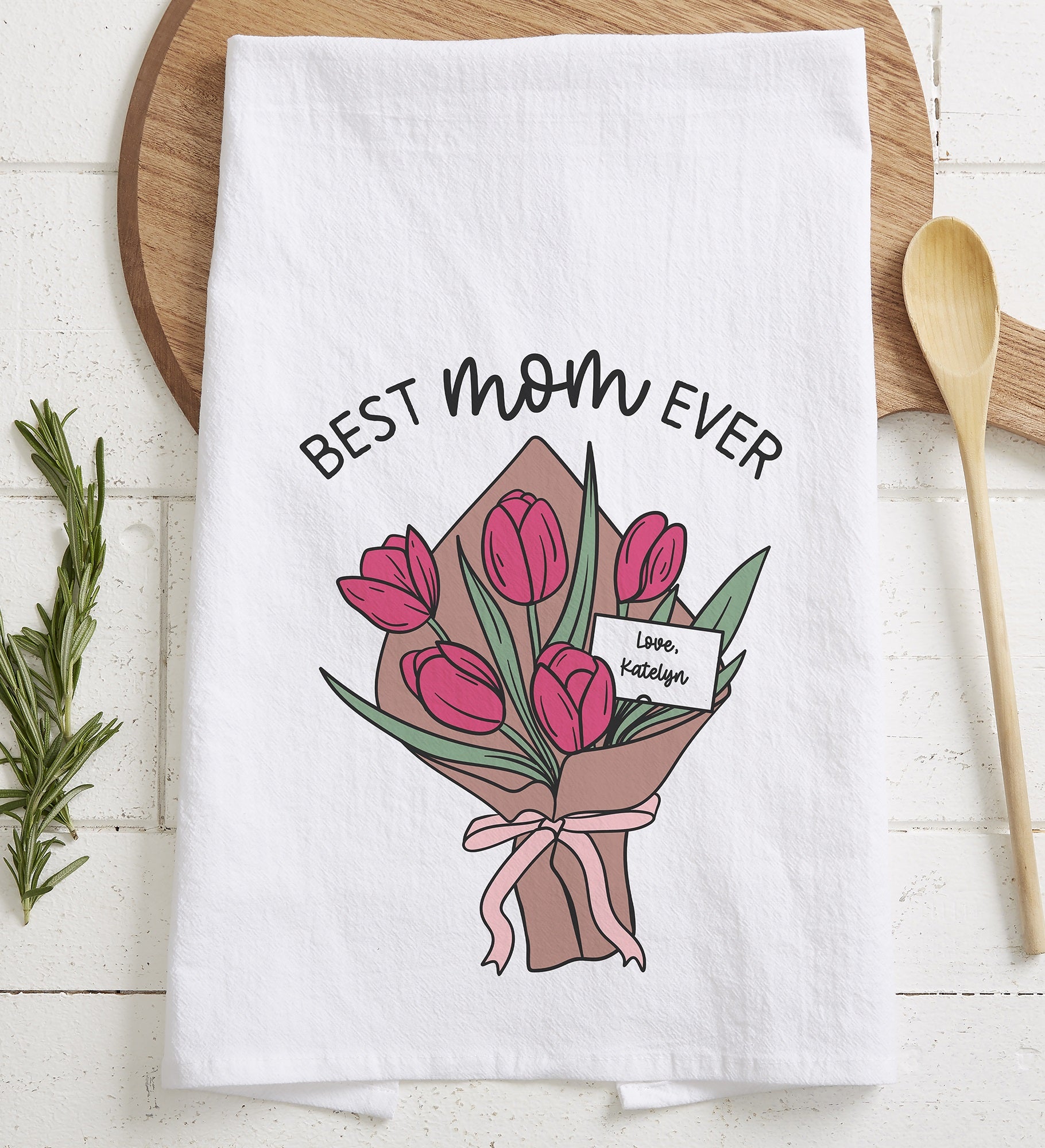 Kittenish Personalized Flowers for Mom Flour Sack Towel