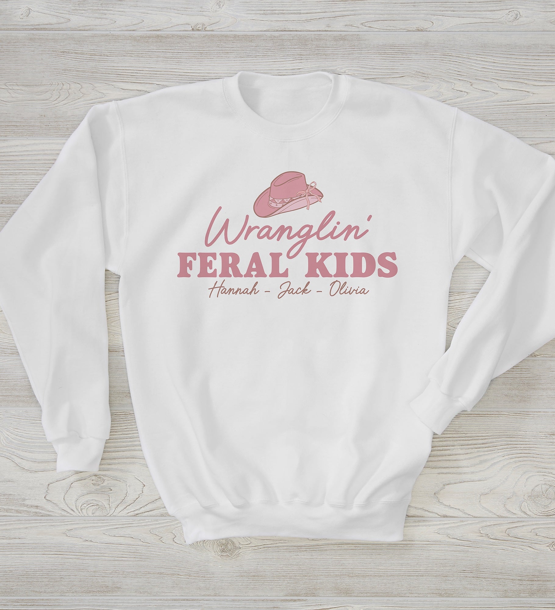Kittenish Wranglin' Feral Kids Personalized Crewneck Sweatshirt for Mom