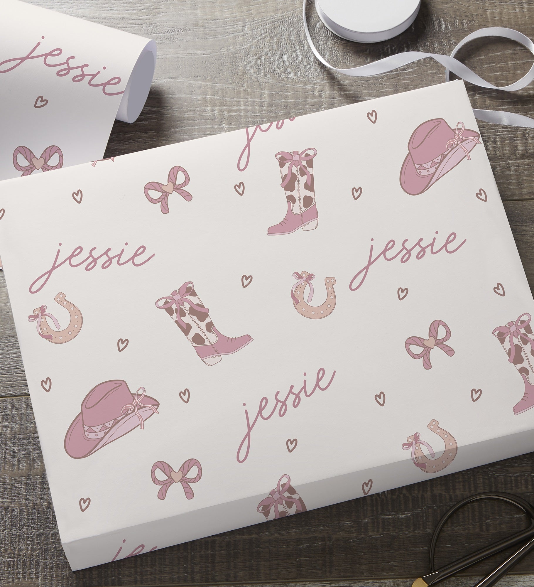 Kittenish Personalized Western Icons Wrapping Paper