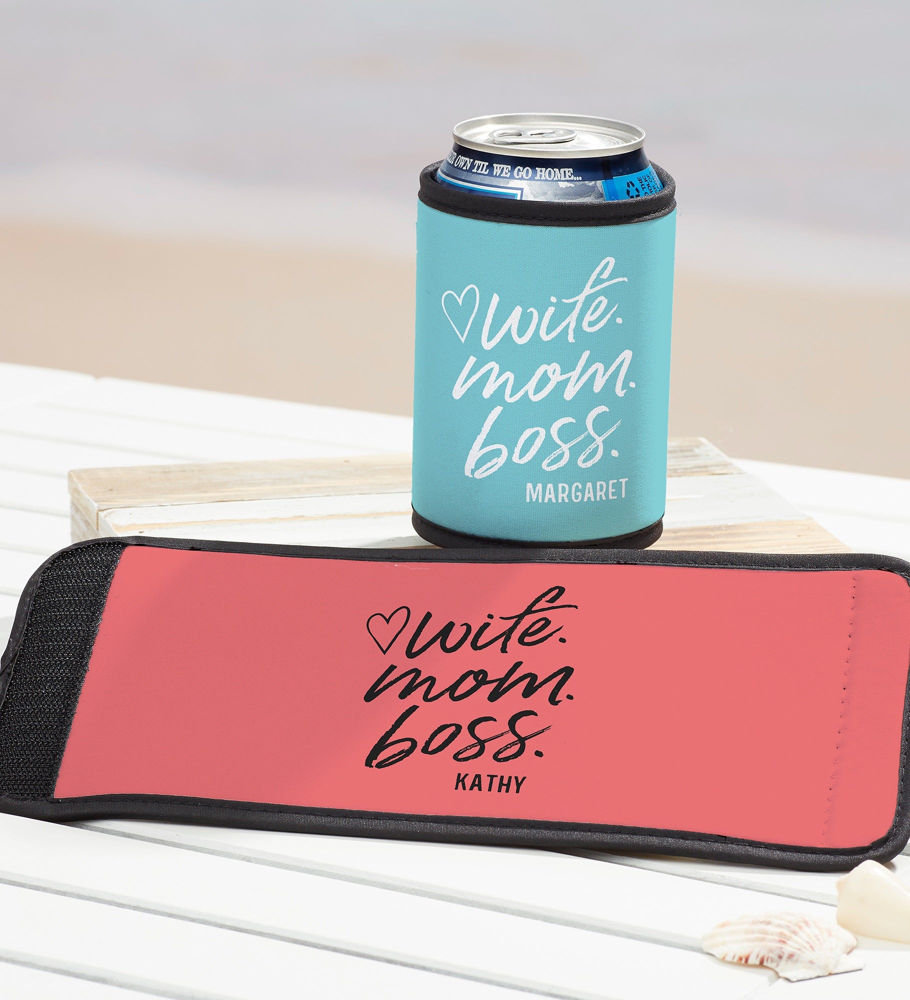 Kittenish Wife. Mom. Boss. Personalized Can & Bottle Wrap