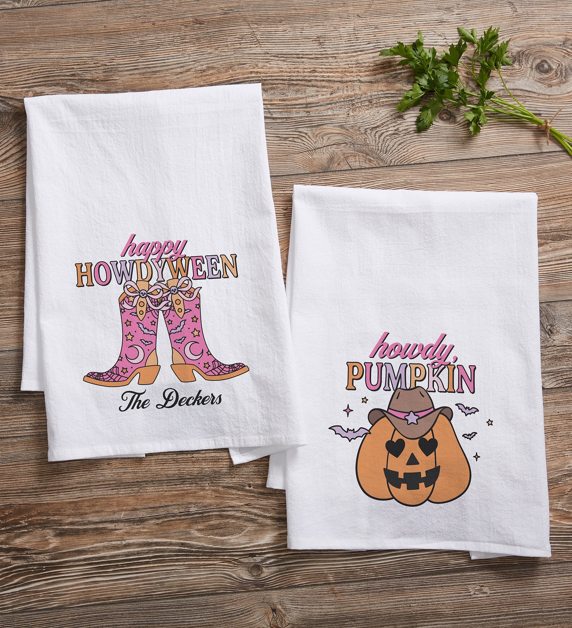 Kittenish Personalized Pinkoween Flour Sack Towel