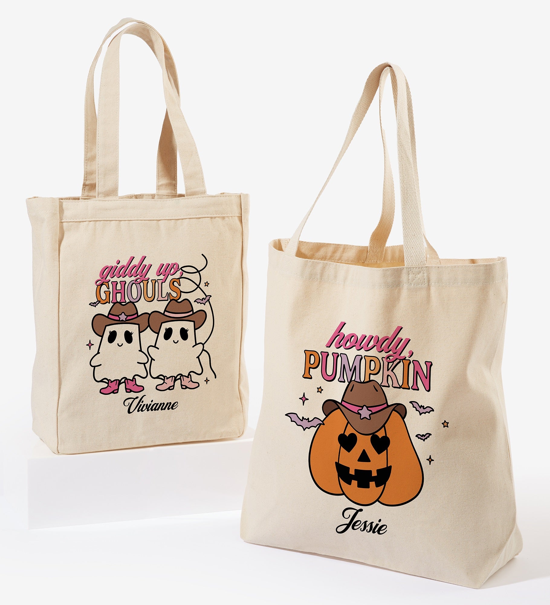 Kittenish Personalized Pinkoween Canvas Tote Bags