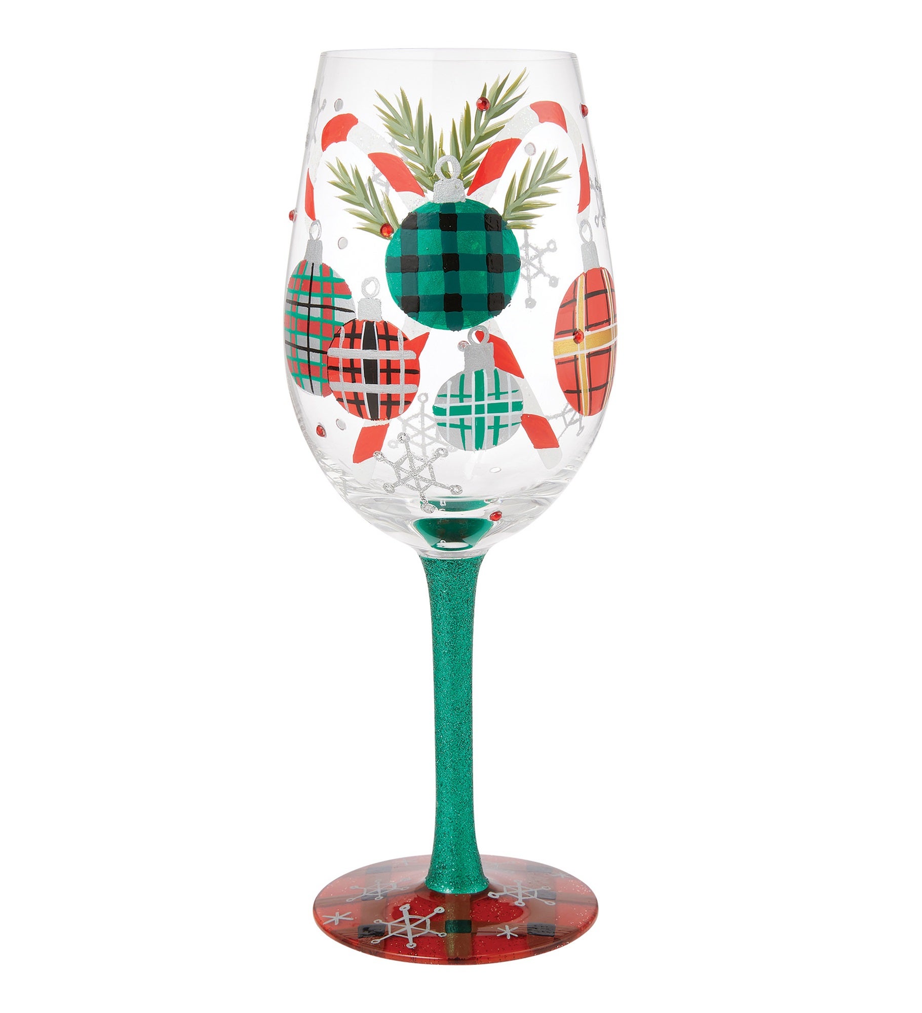  A Plaid Kind of Christmas Wine Glass