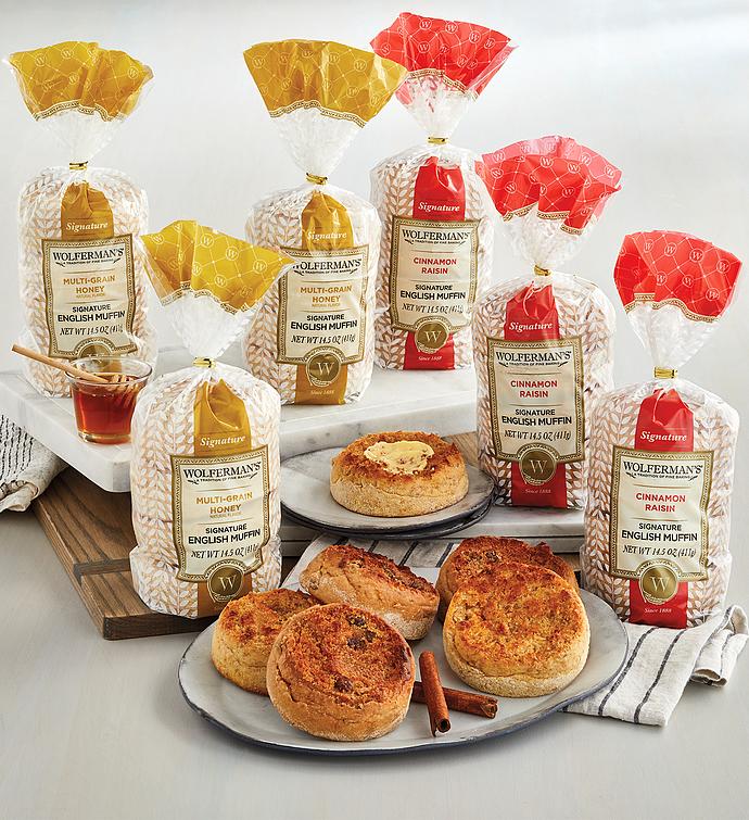 Cinnamon Raisin and Honey Wheat SuperThick English Muffins   Packages
